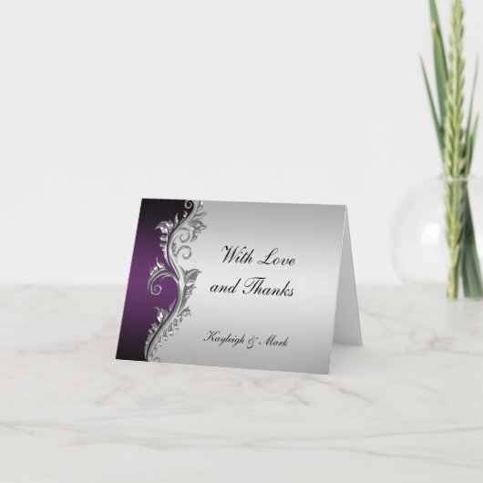 ヴィンテージ パープル ブラック シルバー ありがとうございます サンキューカード (正面)