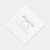 ヴィンテージ パープル リボン ブライダル シャワー スタンダードランチョンナプキン (角)