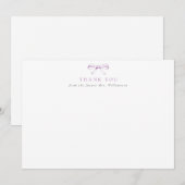 ヴィンテージ パープル リボン 未来のミセス ブライダルシャワー サンキューカード (正面/裏面)