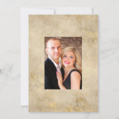 ヴィンテージ パープル、ロイヤルブルーとゴールドの花柄 ウェディング セーブザデート (裏面)