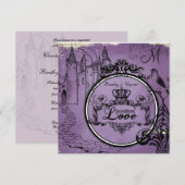 ヴィンテージ パープル 無条件の愛 ウェディング 招待状 (正面/裏面)