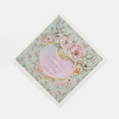 ヴィンテージ パープル 牡丹 ブライダルシャワー ティーパーティー スタンダードランチョンナプキン (角)