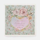 ヴィンテージ パープル 牡丹 ブライダルシャワー ティーパーティー スタンダードランチョンナプキン (正面)