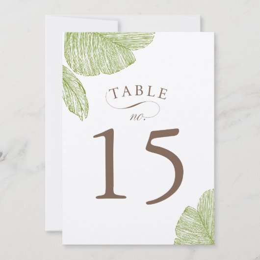 ヴィンテージ パーム ツリー ウェディング テーブル ナンバー カード (正面)