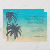 ヴィンテージ パーム ツリー ウェディング 招待状 (正面/裏面)