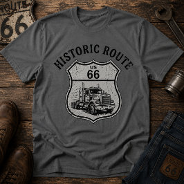 ヴィンテージ ヒストリック ルート66 アメリカの道を走るトラック Tシャツ