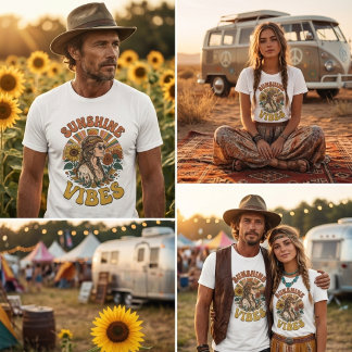ヴィンテージ・ヒッピー・サンシャイン・ビジュアル グラフィック Tシャツ