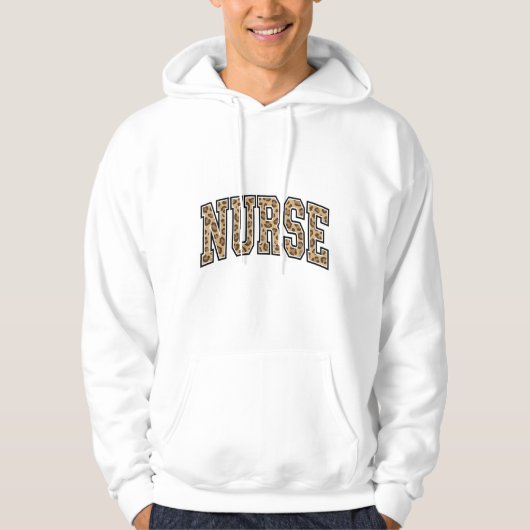 ヴィンテージ ヒョウ柄 看護師 大学Tシャツ デザイン 1 パーカ (正面)
