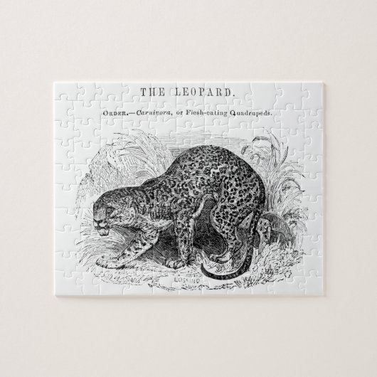 ヴィンテージ ヒョウ 野生動物 イラスト ジグソーパズル (横)