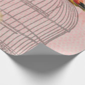 ヴィンテージ。 ビクトリアンな女性および鳥かご ラッピングペーパー (角)