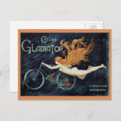 ヴィンテージ・ビクトリアンアールヌーボー、Gladiator Cycles ポストカード (正面/裏面)