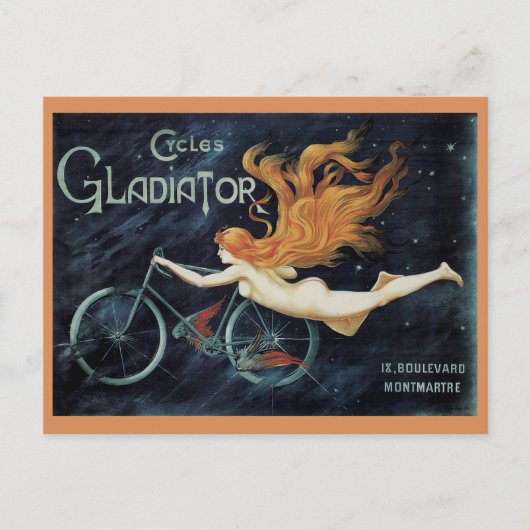 ヴィンテージ・ビクトリアンアールヌーボー、Gladiator Cycles ポストカード (正面)