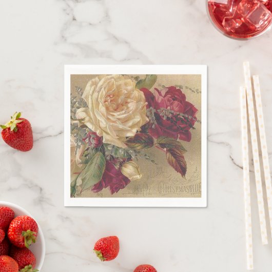 ヴィンテージ、ビクトリアンクリスマス。 スタンダードカクテルナプキン (インサイチュ)