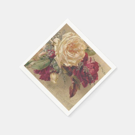 ヴィンテージ、ビクトリアンクリスマス。 スタンダードカクテルナプキン (角)