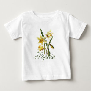 ヴィンテージ/ビクトリアン水仙の花のパーソナライズ ベビーTシャツ