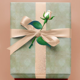 ヴィンテージ ビクトリアン スモーキーグリーン フェード ダマスク ラッピングペーパー