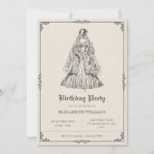 ヴィンテージ ビクトリアン ドレス 誕生日 招待状 (正面)