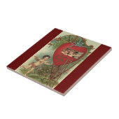 ヴィンテージ ビクトリアン バレンタインデーの天使のツリーハウス タイル (側面)