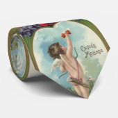 ヴィンテージ ビクトリアン バレンタインデー、キューピッドのメッセージ ネクタイ (ロール)