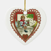 ヴィンテージ ビクトリアン バレンタインデー, ハートの中の少年 セラミックオーナメント (裏面)