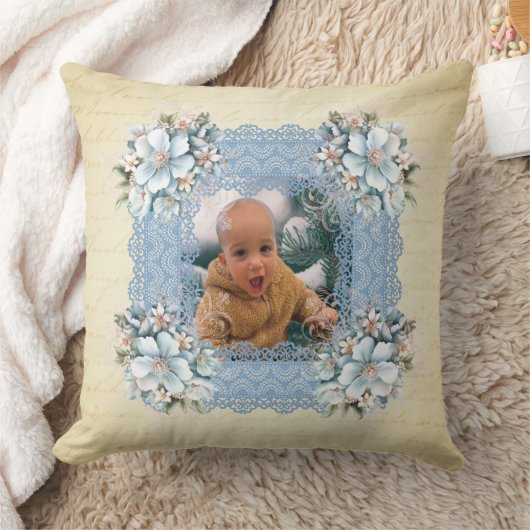 ヴィンテージ ビクトリアン フェード レターズ フォト メモリー クッション (ブランケット)