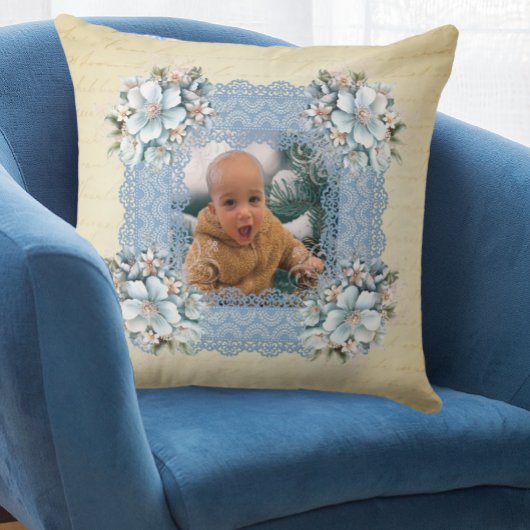 ヴィンテージ ビクトリアン フェード レターズ フォト メモリー クッション