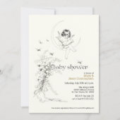 ヴィンテージ ビクトリアン フラワー カップル ベビーシャワー 招待状 (正面)