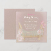 ヴィンテージ ビクトリアン フラワー ボヘミア ベビーシャワー 招待状 (正面/裏面)