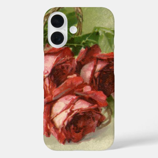 ヴィンテージ ビクトリアン フラワー、赤いバラ Case-Mate iPhoneケース (裏面)