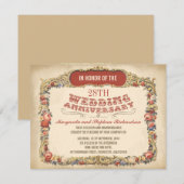 ヴィンテージ ビクトリアン フローラル アニバーサリー インビテーション (正面/裏面)