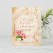 ヴィンテージ ビクトリアン ローズ 誕生日パーティー 招待状 (スタンド正面)