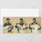 ヴィンテージ ビクトリアン 父の日、トリプル誕生! 招待状 (正面/裏面)