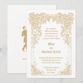 ヴィンテージ ビクトリア時代の木の葉の結婚式 招待状 (正面/裏面)