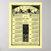 ヴィンテージ ビクトリア時代 1880 年 スプール カレンダー ポスター (正面)