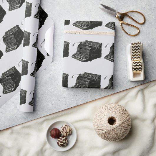 ヴィンテージ ビジネス アンティーク オフィス マニュアル タイプライター ラッピングペーパー (クラフト)