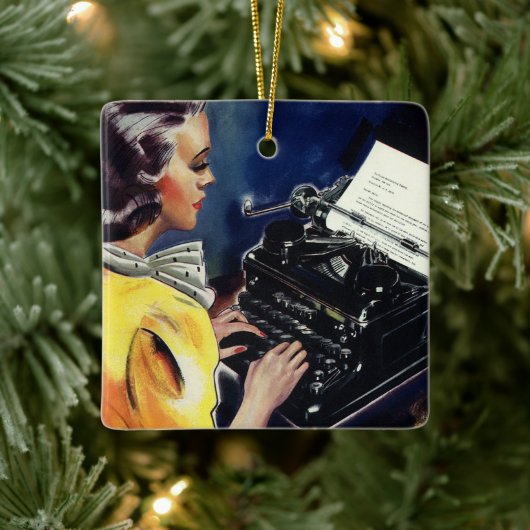 ヴィンテージ ビジネス エグゼクティブ シークレット タイピング レター セラミックオーナメント (ツリー)