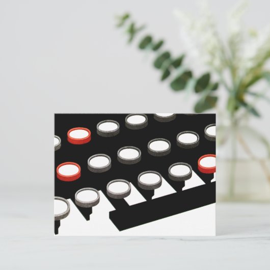 ヴィンテージ ビジネス オールド ファッション タイプライター キーボード ポストカード (スタンド正面)