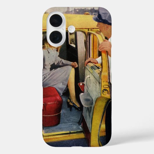 ヴィンテージ ビジネス、タクシー キャブ ドライバー 女性乗客 Case-Mate iPhoneケース (裏面)