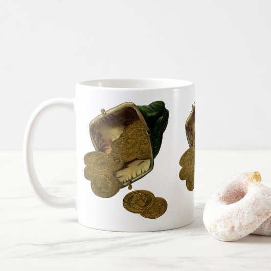 ヴィンテージ ビジネス ファイナンス, 財布からこぼれ出る金貨 コーヒーマグカップ (ドーナツ)