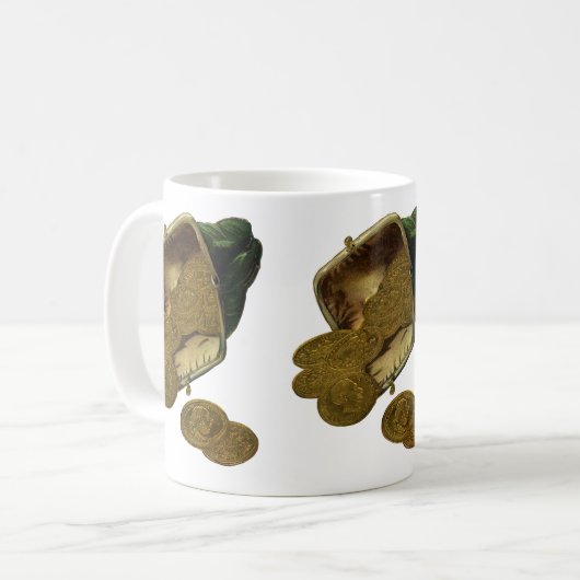 ヴィンテージ ビジネス ファイナンス, 財布からこぼれ出る金貨 コーヒーマグカップ (正面左)