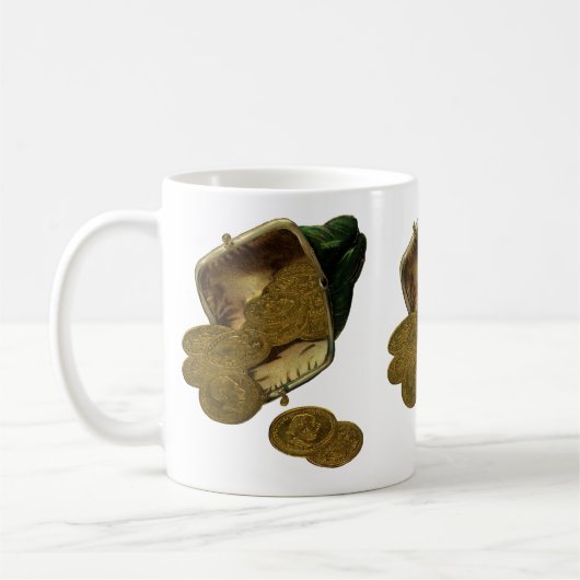 ヴィンテージ ビジネス ファイナンス, 財布からこぼれ出る金貨 コーヒーマグカップ (左)