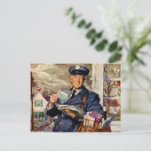 ヴィンテージ・ビジネス、メール・マンによるメール・レターの配信 ポストカード (スタンド正面)