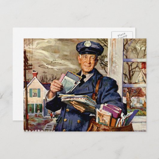 ヴィンテージ・ビジネス、メール・マンによるメール・レターの配信 ポストカード (正面/裏面)