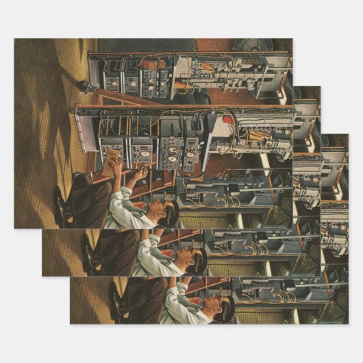 ヴィンテージ ビジネス ラジオ テクニシャン 機器の修理 ラッピングペーパーシート (セット)