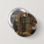 ヴィンテージ ビジネス ラジオ テクニシャン 機器の修理 缶バッジ (正面&裏面)