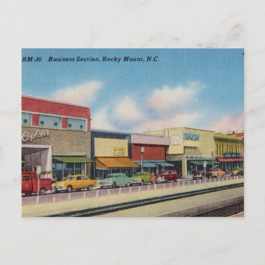 ヴィンテージ、ビジネス、ロッキーマウンテン、ノースカロライナ ポストカード (正面)