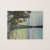 ヴィンテージ ビジネス、噴出する石油掘削現場の労働者 ジグソーパズル (横)