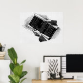 ヴィンテージ ビジネス、建築図面を持つ手 ポスター (ホームオフィス)