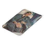 ヴィンテージ ビジネス 旅行、飛行機での読書 マグネット (左側)