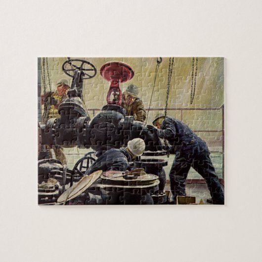 ヴィンテージ・ビジネス、油・プラットフォームの海 ジグソーパズル (横)